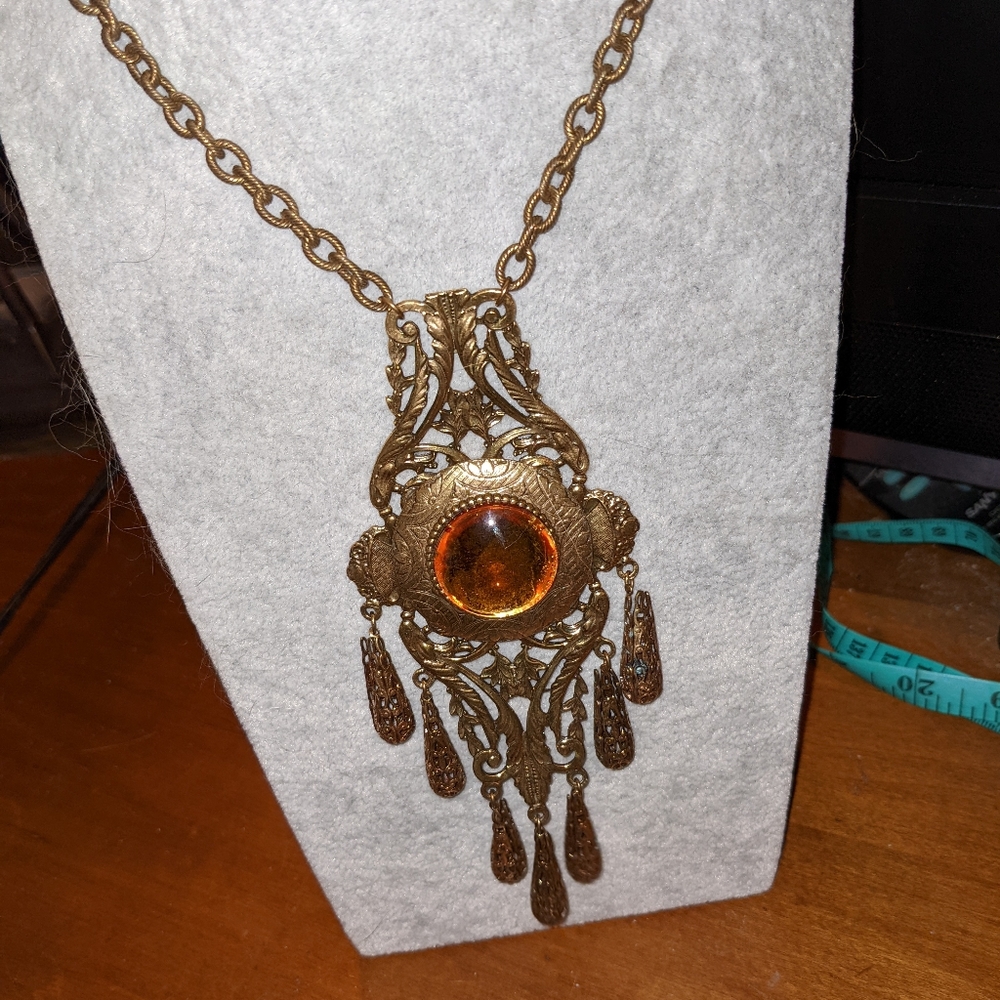 Vintage Czech Glass Pendant Necklace